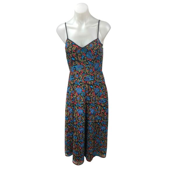 Monique Lhuillier Canossa Floral Embroidered Sleeveless Midi A-Line Tank Dress 2 - Picture 1 of 4